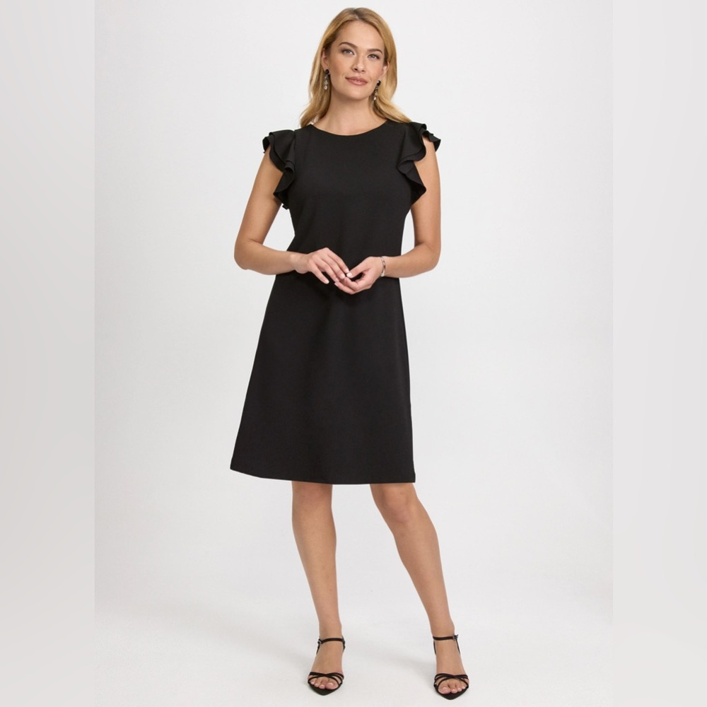 Lord & Taylor Black Ruffle Midi Dress